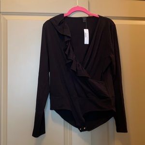 Black Ruffled Bodysuit